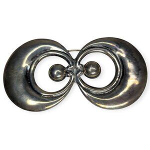 Early Los Castillo #478 Taxco Mexican Double Orb Sterling Silver Pin/Brooch